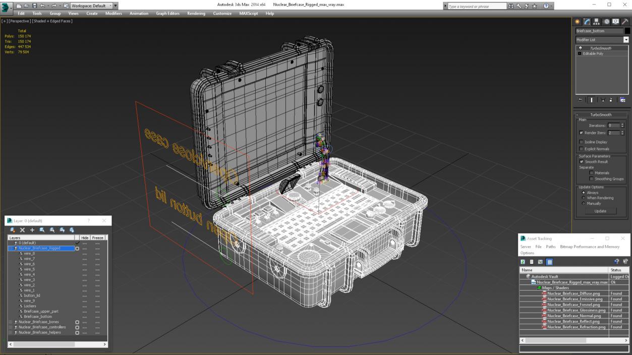 3D Nuclear Briefcase Rigged for Maya model