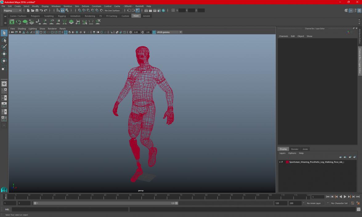 3D model Sportsman Wearing Prosthetic Leg Walking Pose