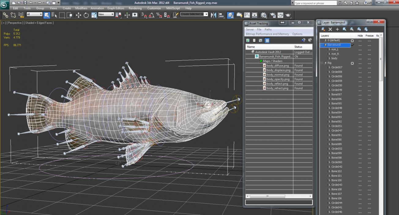 Barramundi Fish Rigged 3D