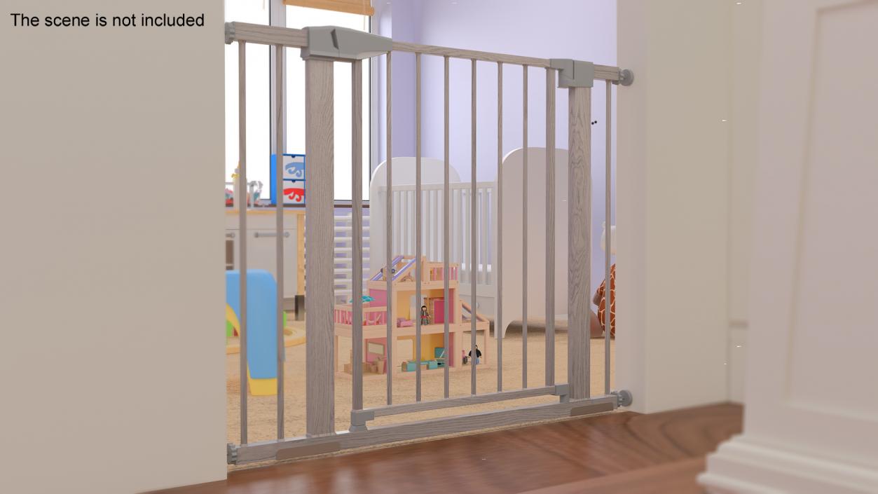 Metal Baby and Pet Gate Light Wood Pattern 3D