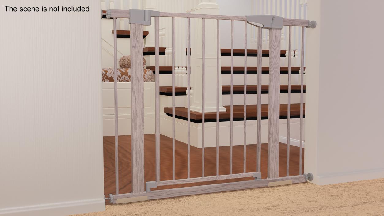 Metal Baby and Pet Gate Light Wood Pattern 3D