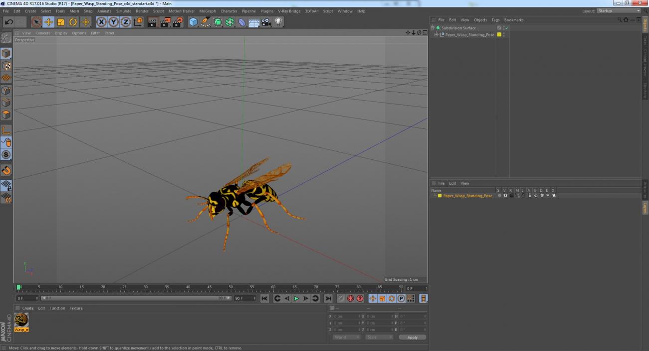 Paper Wasp Standing Pose 3D model