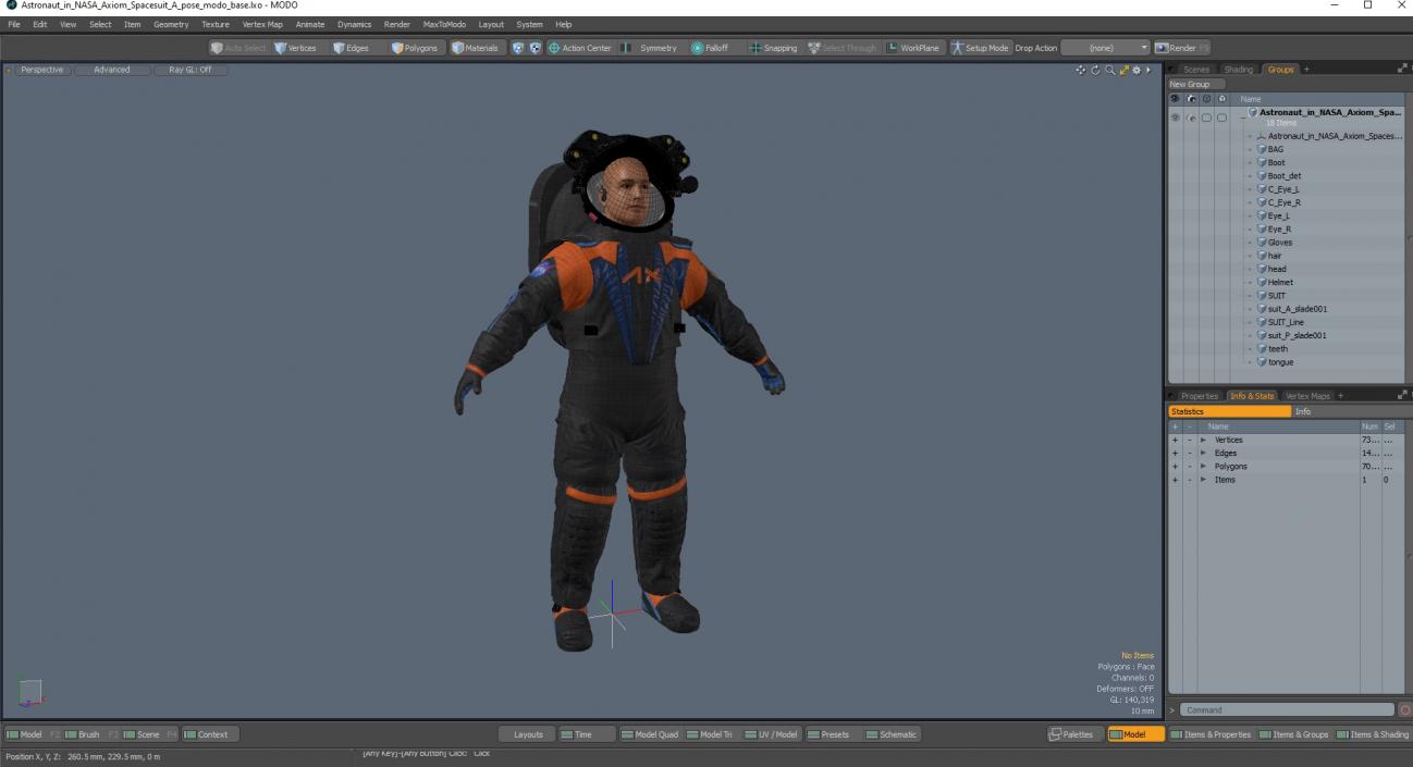 3D model Astronaut in NASA Axiom Spacesuit A pose