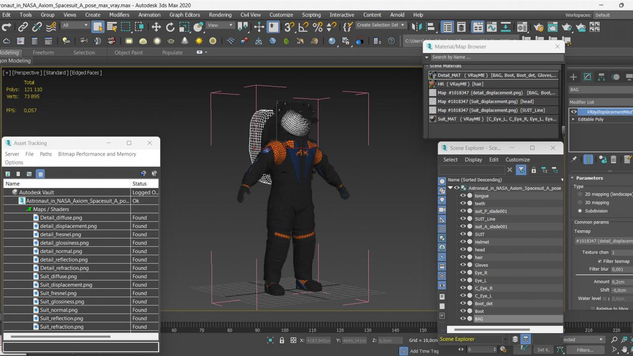 3D model Astronaut in NASA Axiom Spacesuit A pose