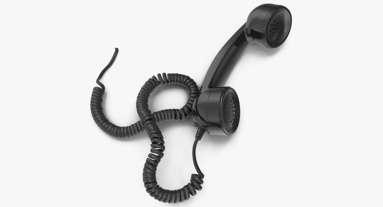 3D Retro Telephone Receiver 2 with Cord