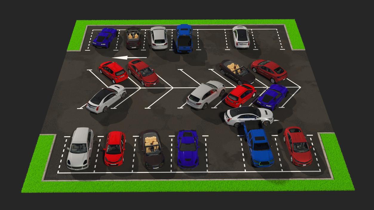 3D Street Car Parking 26 Lots Filled New Fur