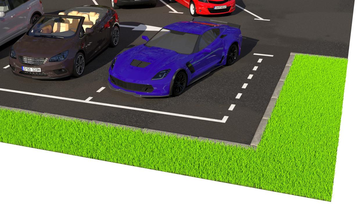 3D Street Car Parking 26 Lots Filled New Fur