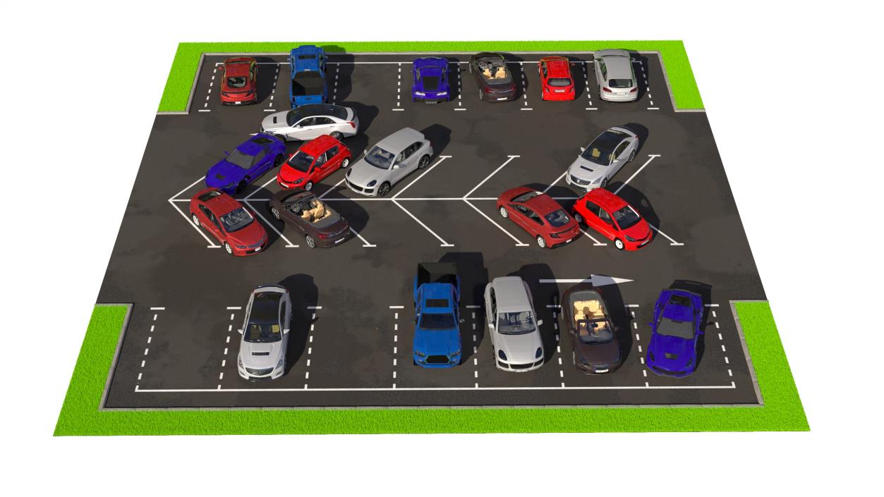 3D Street Car Parking 26 Lots Filled New Fur