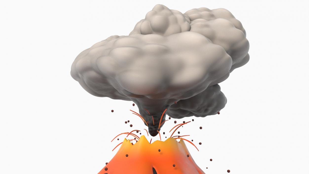 Stylized Erupting Volcano Gray 2 3D