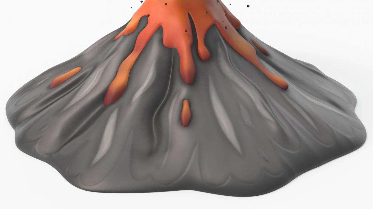 Stylized Erupting Volcano Gray 2 3D