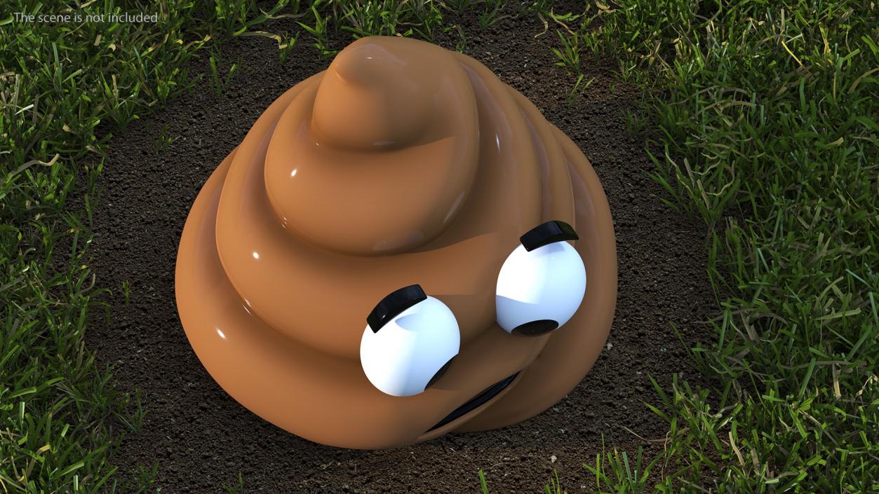 3D Anguished Poop Emoji Smile