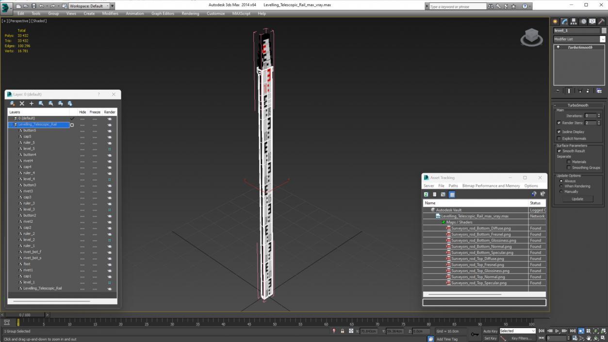 3D model Levelling Telescopic Rail