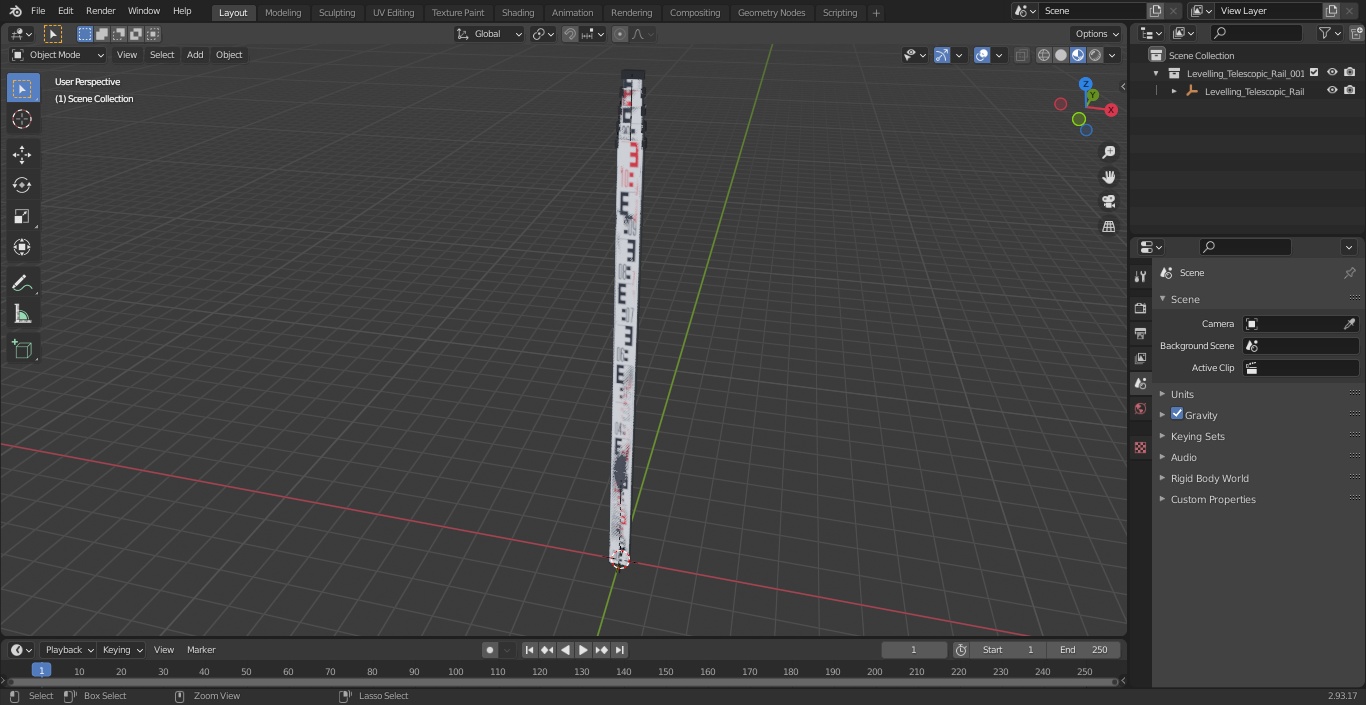 3D model Levelling Telescopic Rail