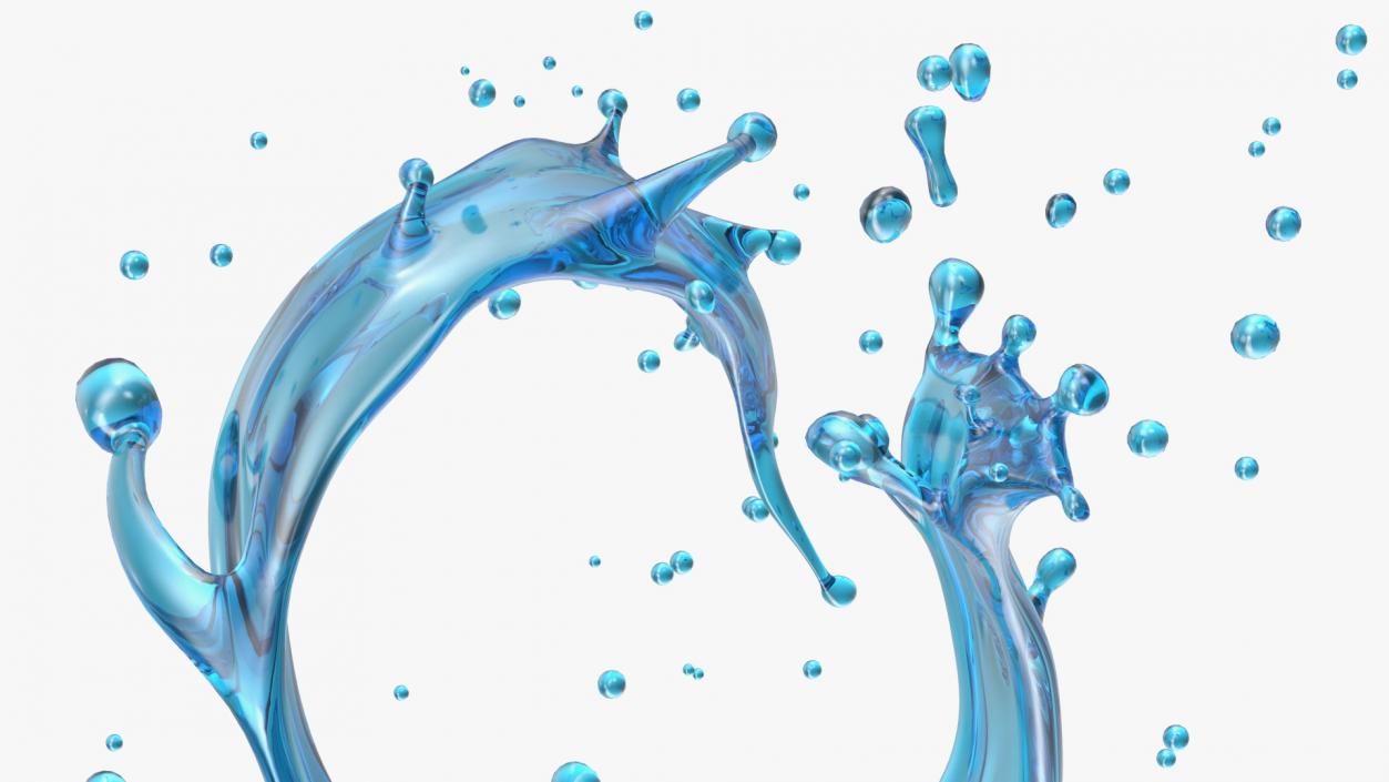 Blue Water Splash Spiral 3D model