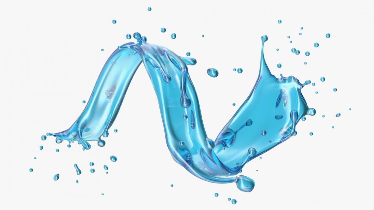 Blue Water Splash Spiral 3D model