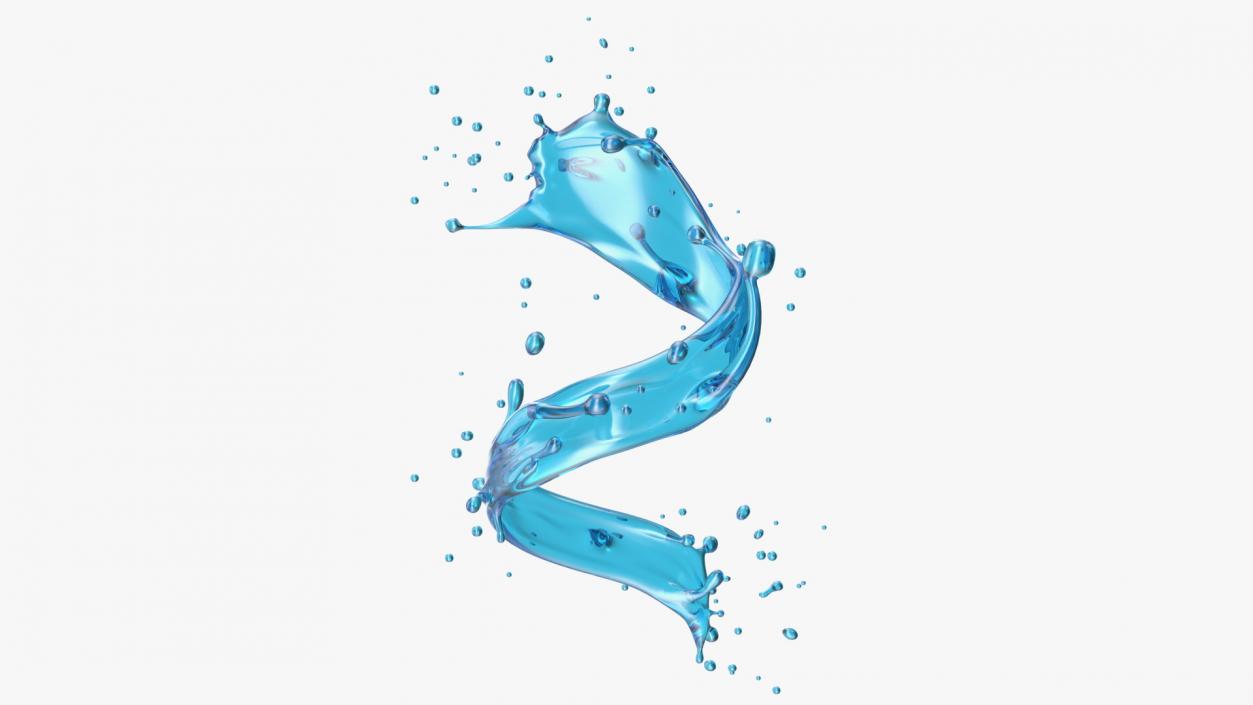 Blue Water Splash Spiral 3D model