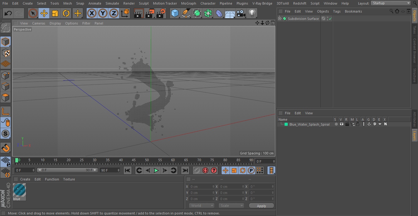 Blue Water Splash Spiral 3D model