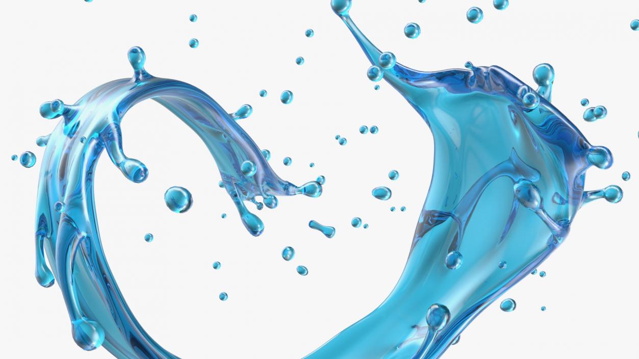 Blue Water Splash Spiral 3D model