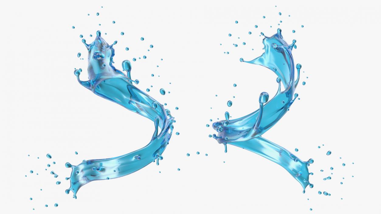 Blue Water Splash Spiral 3D model