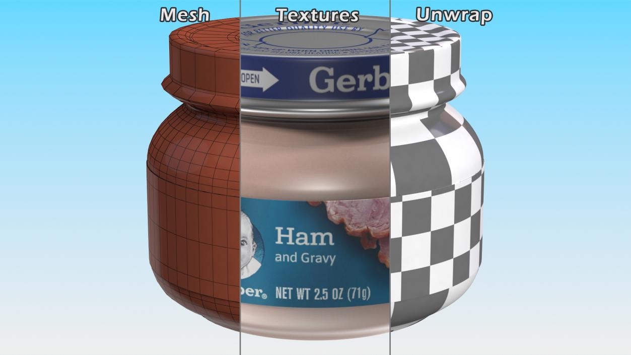 3D Baby Food Jar Gerber Ham and Gravy 71g model