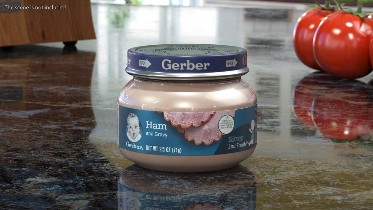 3D Baby Food Jar Gerber Ham and Gravy 71g model