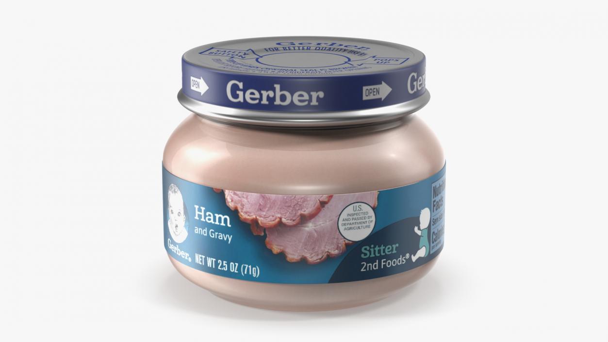 3D Baby Food Jar Gerber Ham and Gravy 71g model