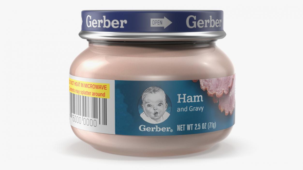 3D Baby Food Jar Gerber Ham and Gravy 71g model