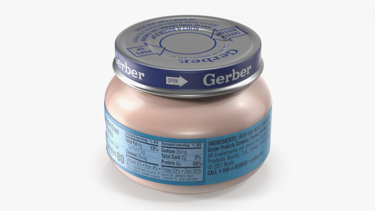 3D Baby Food Jar Gerber Ham and Gravy 71g model