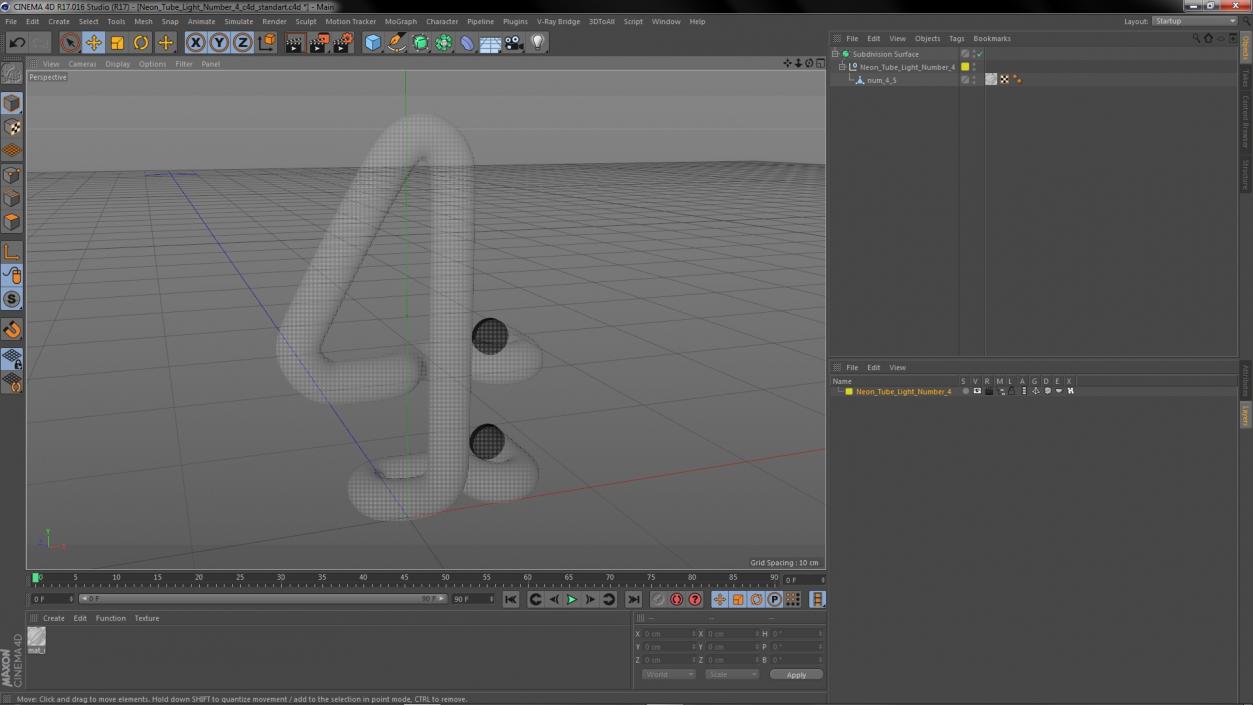 Neon Tube Light Number 4 3D model