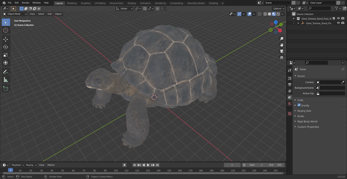 3D model Giant Tortoise Stand Pose