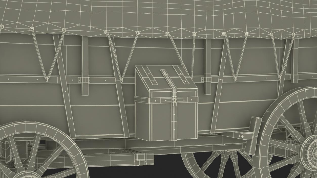 Covered Wagon with Horses fur 3D model