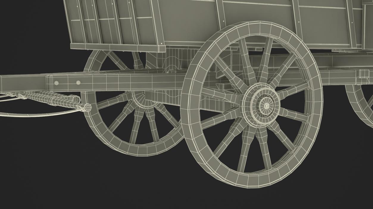 Covered Wagon with Horses fur 3D model