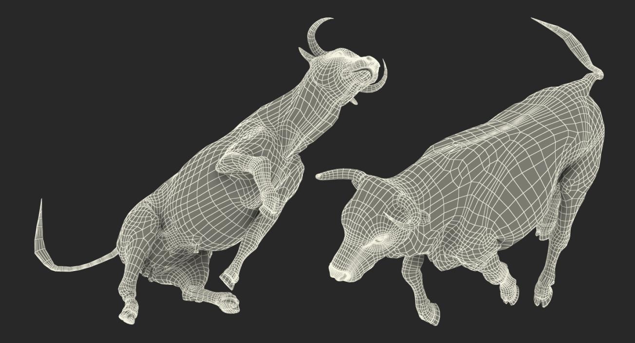 3D Bull Running Pose with Fur