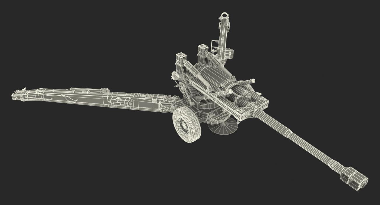 3D Towed Howitzer M198 Rigged