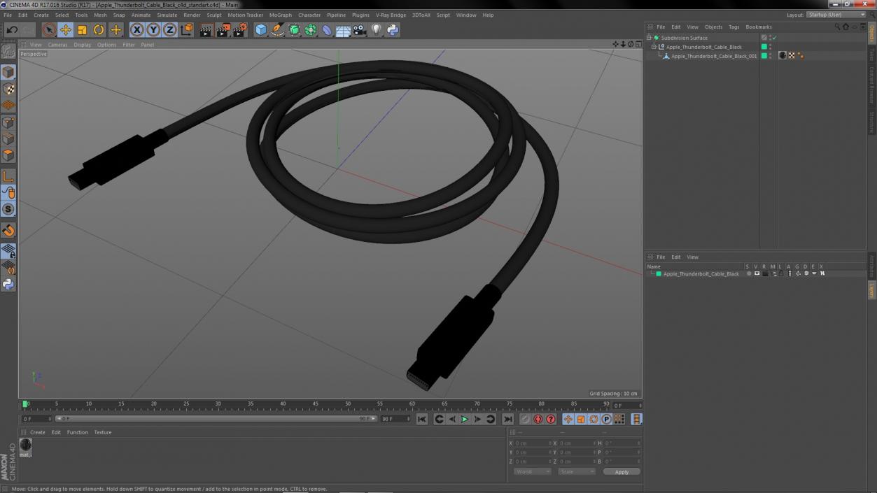 Apple Thunderbolt Cable Black 3D model