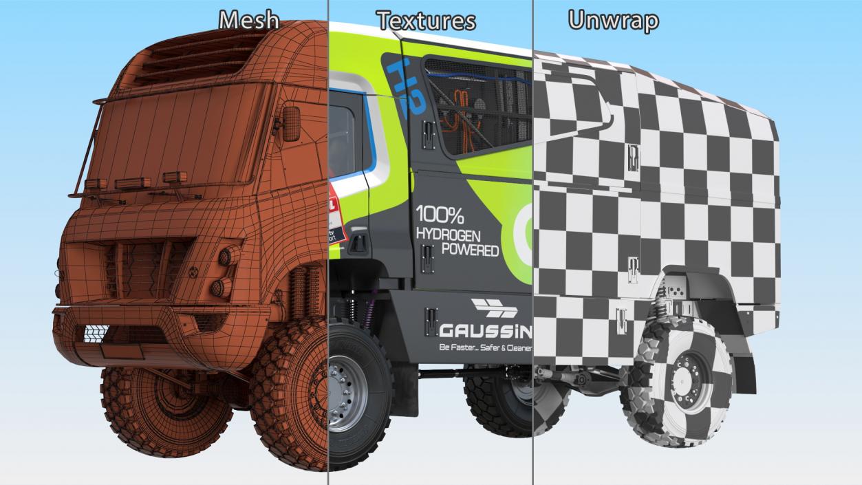 Gaussin H2 Racing Truck Rigged for Maya 3D model