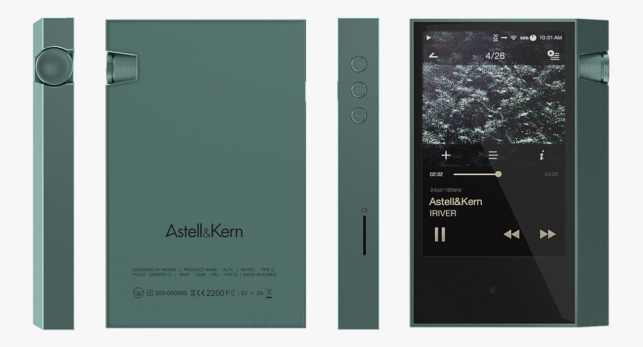 Portable Music Player Astell and Kern AK70 3D