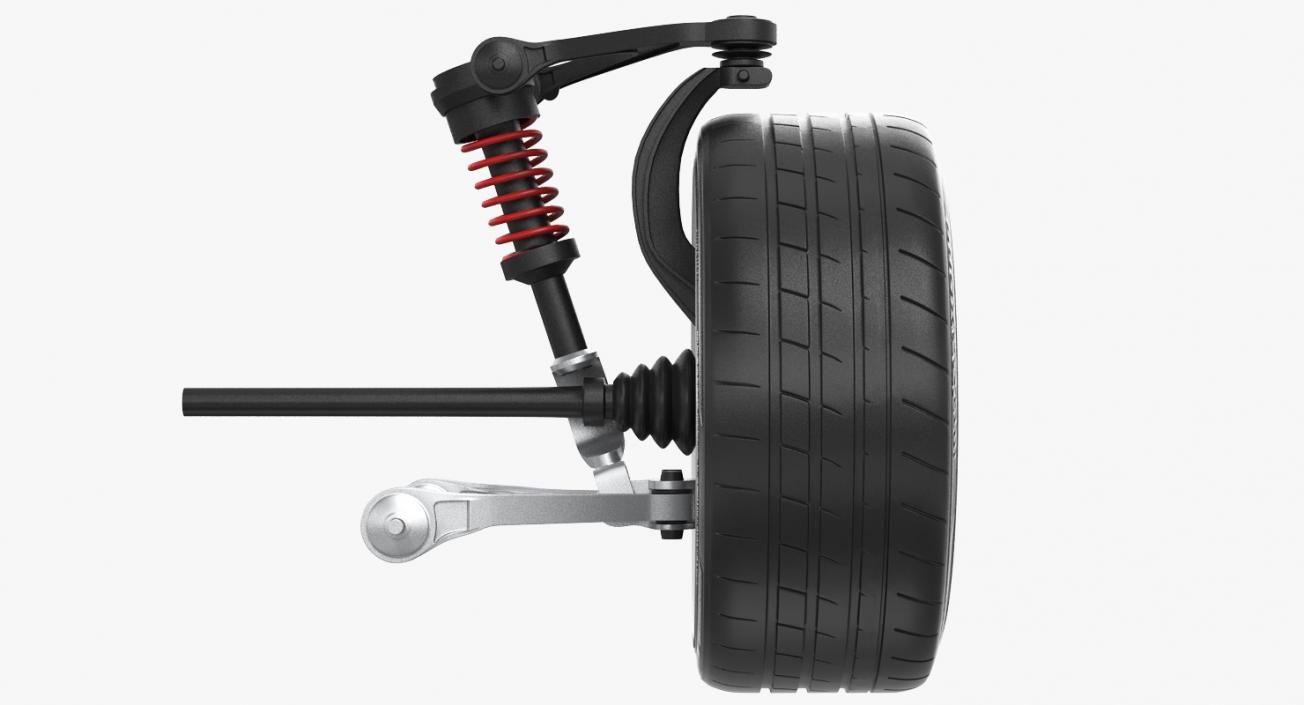 3D Car Front Suspension with Wheel