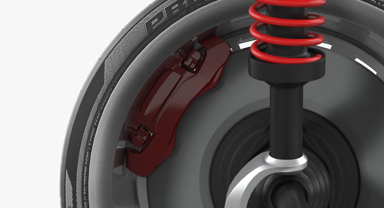 3D Car Front Suspension with Wheel