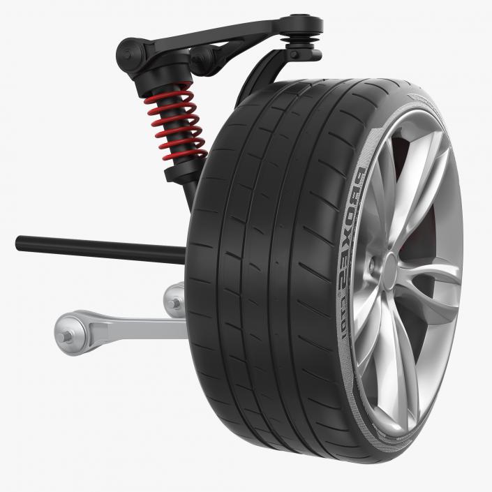 3D Car Front Suspension with Wheel