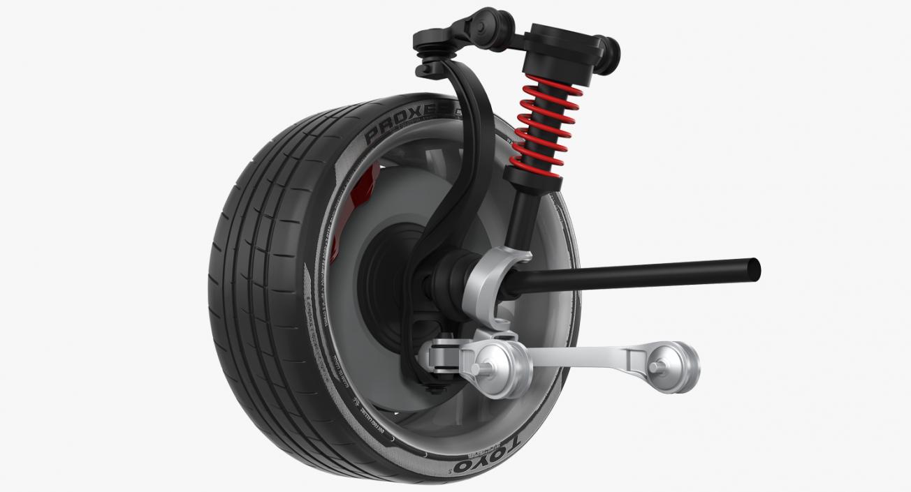 3D Car Front Suspension with Wheel