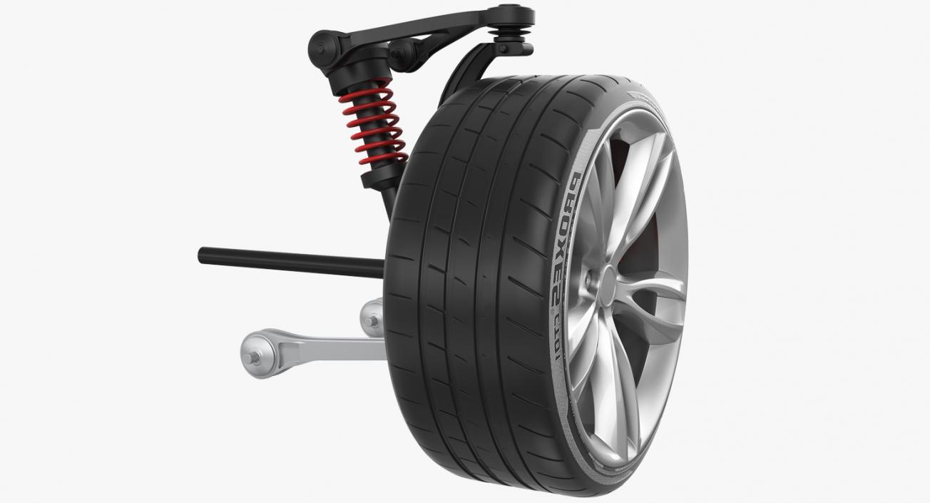 3D Car Front Suspension with Wheel