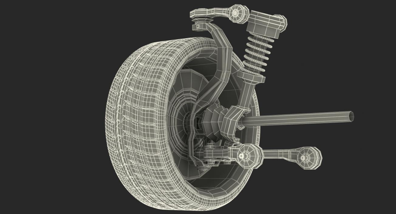 3D Car Front Suspension with Wheel