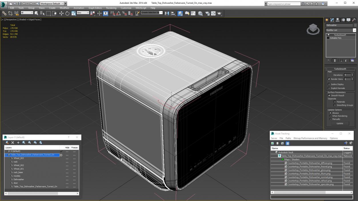 3D Table Top Dishwasher Farberware Turned On