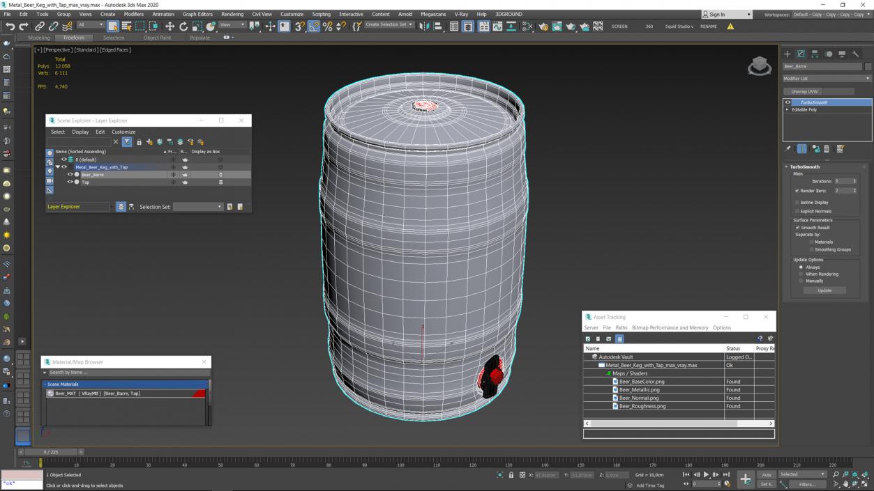 3D Metal Beer Keg with Tap model