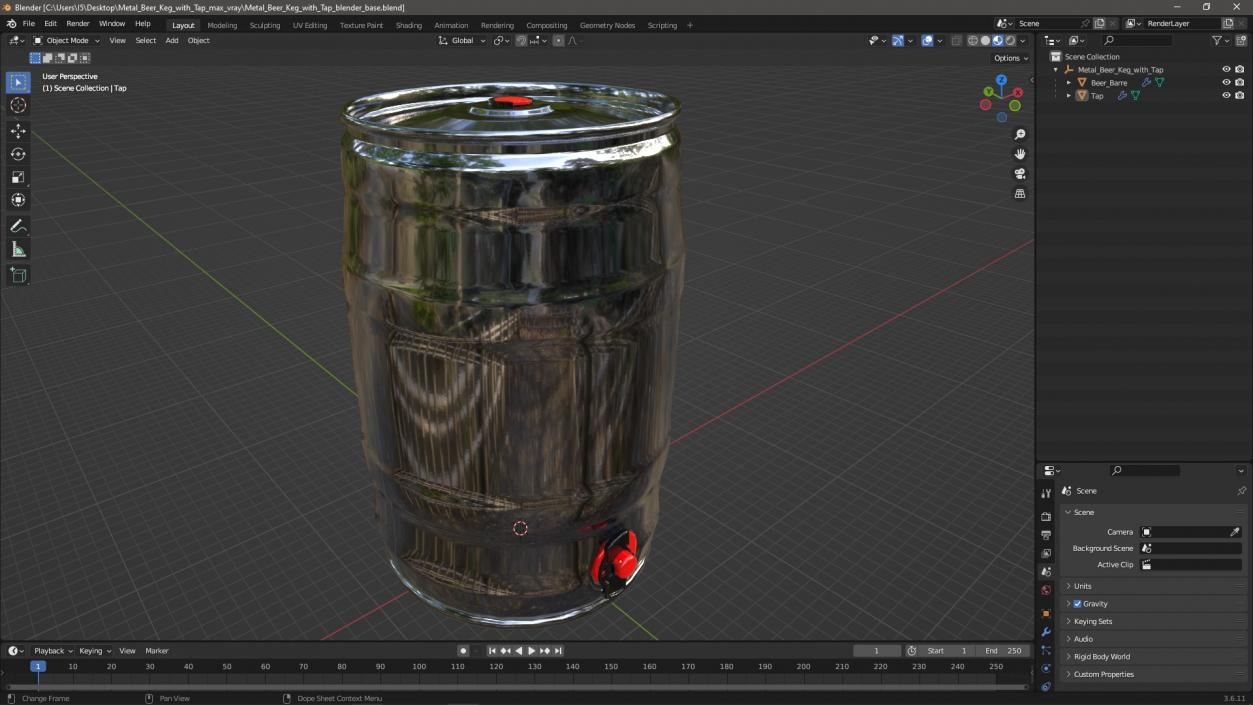 3D Metal Beer Keg with Tap model