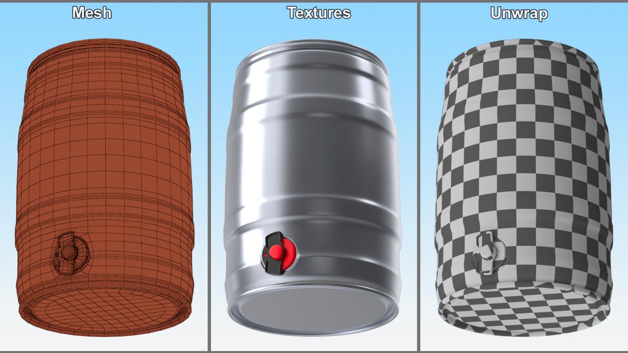 3D Metal Beer Keg with Tap model