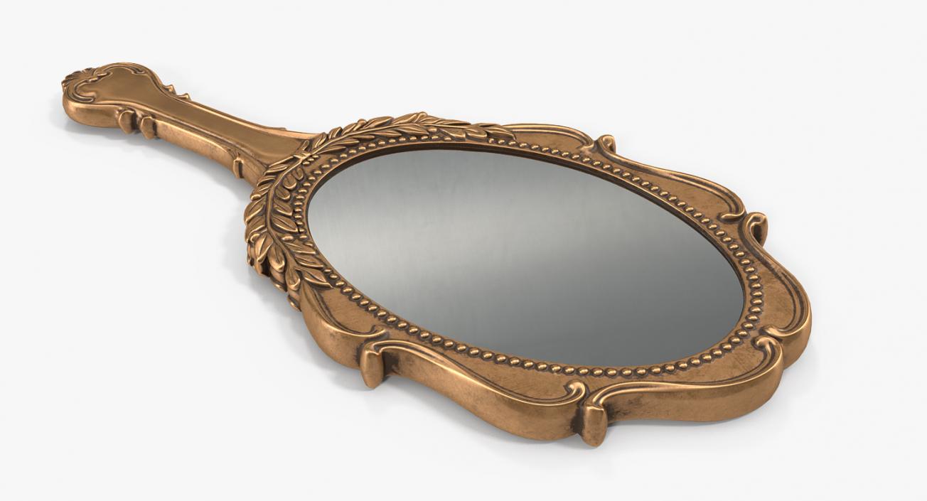 3D Old Brass Hand Mirror