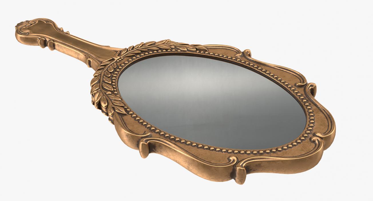 3D Old Brass Hand Mirror