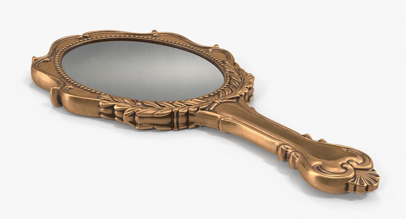 3D Old Brass Hand Mirror